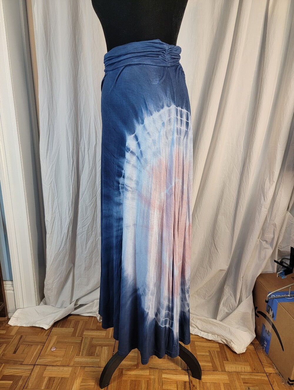 Say What? Navy and Pink Tie-Dye Maxi Skirt
